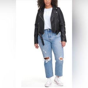 Levi’s faux belted faux plus size leather Moto jacket